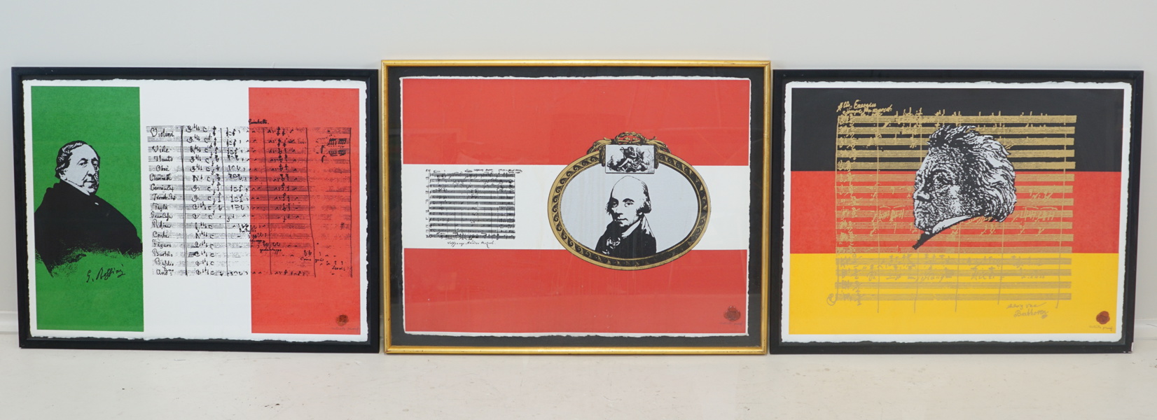 Alf Stridfeldt, serigrafier, 3 st, kompositörer, artists proof, sigillstämplade.