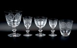 Edvin Ollers, glasservis, 54 delar, pantograferad dekor, ''Elon'', Kosta, 1900-talets första hälft.