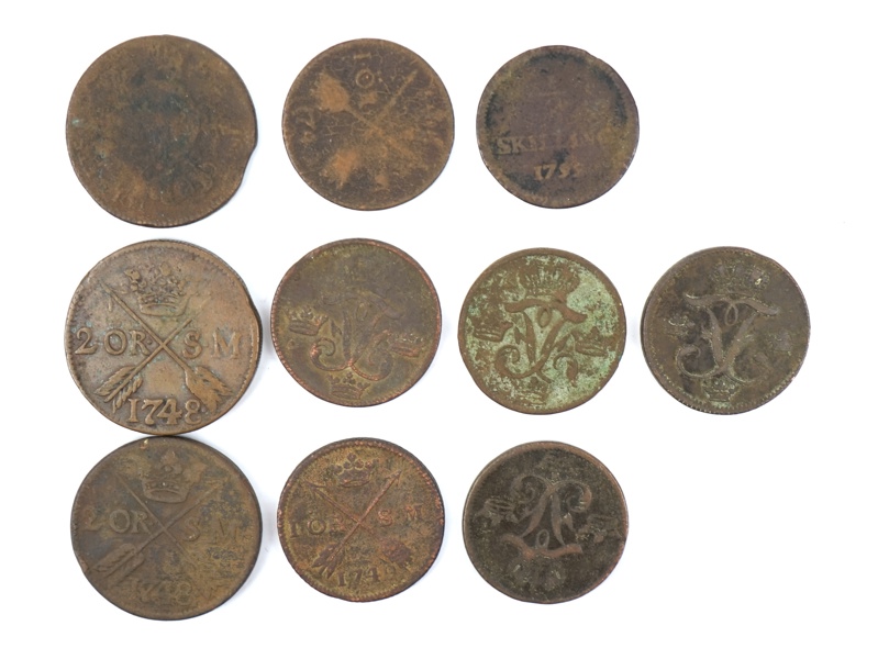 Mynt, 10 st, Sverige, 1700-tal.