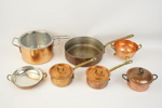 Kopparpannor m.m, 7 delar, bl.a Eva-Trio.