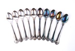 Kaffeskedar, 10 st, silver, ''Sachsisk''.
