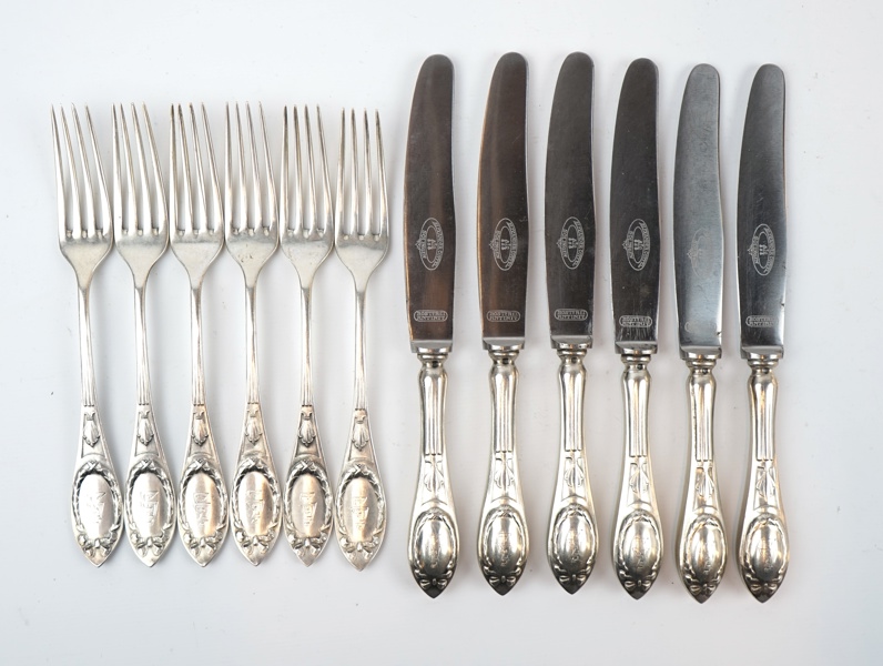 Bestickservisdelar, 12 st, silver 875.