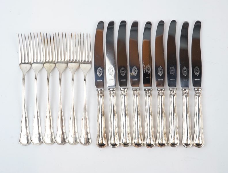 Bestickservisdelar, 15 st, silver, C.G.Hallberg, 1944.