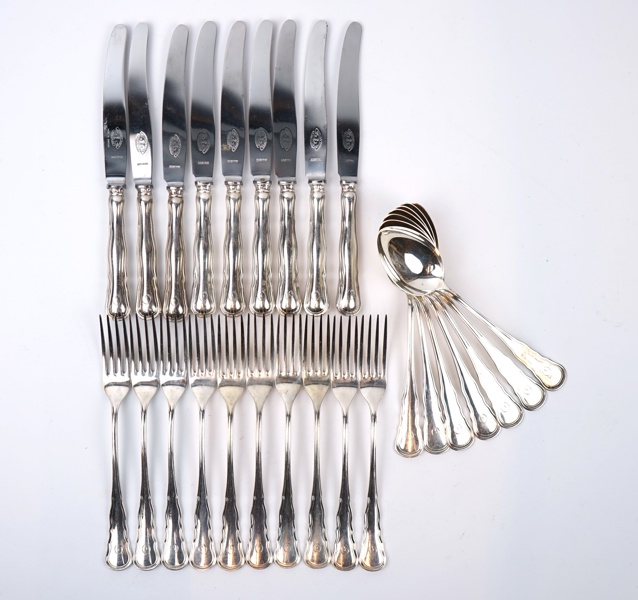 Bestickservisdelar, 26 st, silver, ''Chippendale'',  C.G.Hallberg, 1944.