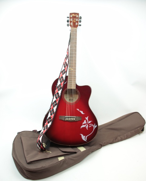 Gitarr, elektroakustisk, Cort Jade6 TWB, med fodral.