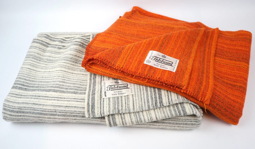 Viola Gråsten, plädar, 2 st, ull, Tidstrand.