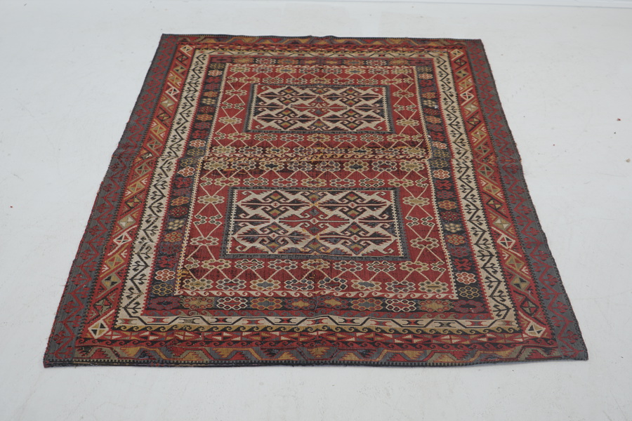 Hänge, vävt, ihopsydd, bomull,1900-talets första hälft.