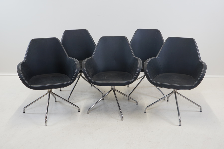 Konferensstolar, 5 st, krom/konstskinn, snurrbara.
