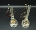 Väggfotogenlampor, 2 st, glas och mässing, 1900-tal.