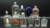 Brännvinskaraffer och pluntor, 10 st, glas, 1800/1900-tal.