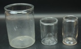 Konservburkar, 3 st, glas, 1800-tal.