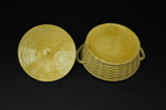 Äggskål och äggkoppar, 1+6 st, flintgods, 1900-talets första del.