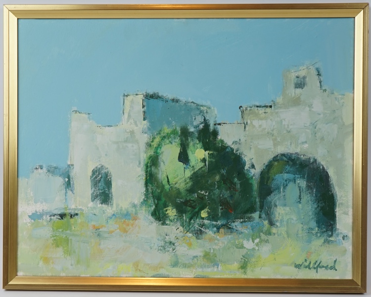 Gunnar Willford, "Ringmuren, Visby", olja på duk, signerad.