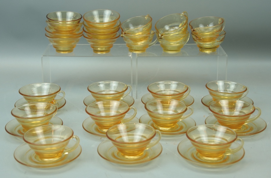 Moccaservis, 24 delar, glas, Gullaskuf, 1900-talets mitt.