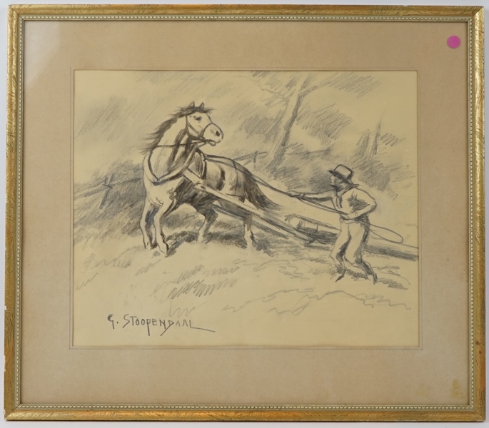 Georg Stoopendaal, blyertsteckning, signerad.
