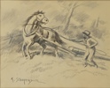 Georg Stoopendaal, blyertsteckning, signerad.