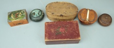 Skrin och dosor, trä, allmoge, 1800/1900-tal.
