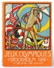 Klistermärken, 7 st, Olympiaden i Stockholm 1912, franska.