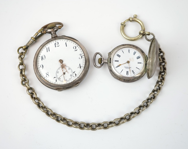 Fickur, 2 st, silver 800, bl.a Borel, 1800/1900-tal.