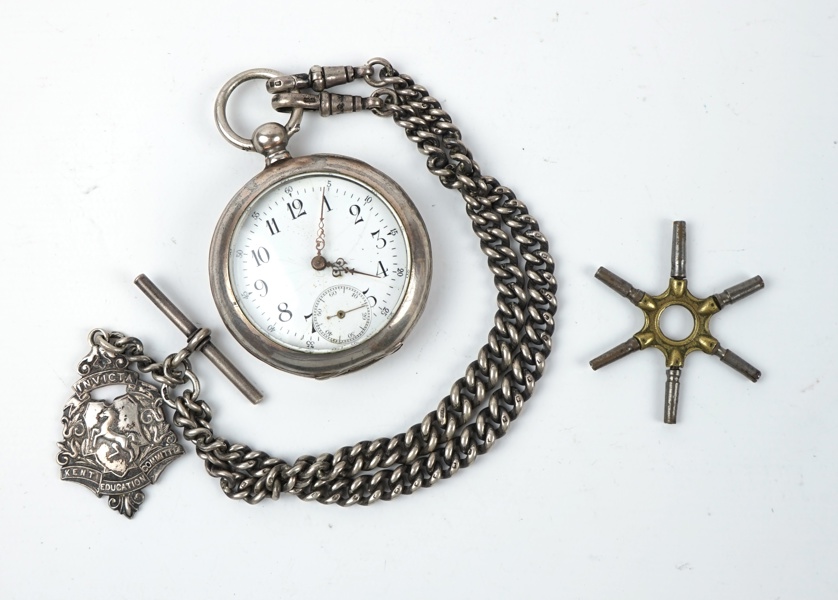Fickur med kedja, silver, Tyskland/England, 1800/1900-tal.