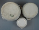 Hink och krus, 4 delar, stengods och flintgods, bl.a Rörstrand och Göteborg, 1900-tal.
