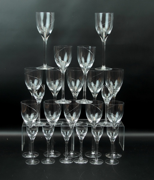 Anna Ehrner, glasservis ,22 delar, "Linie", Kosta Boda. 