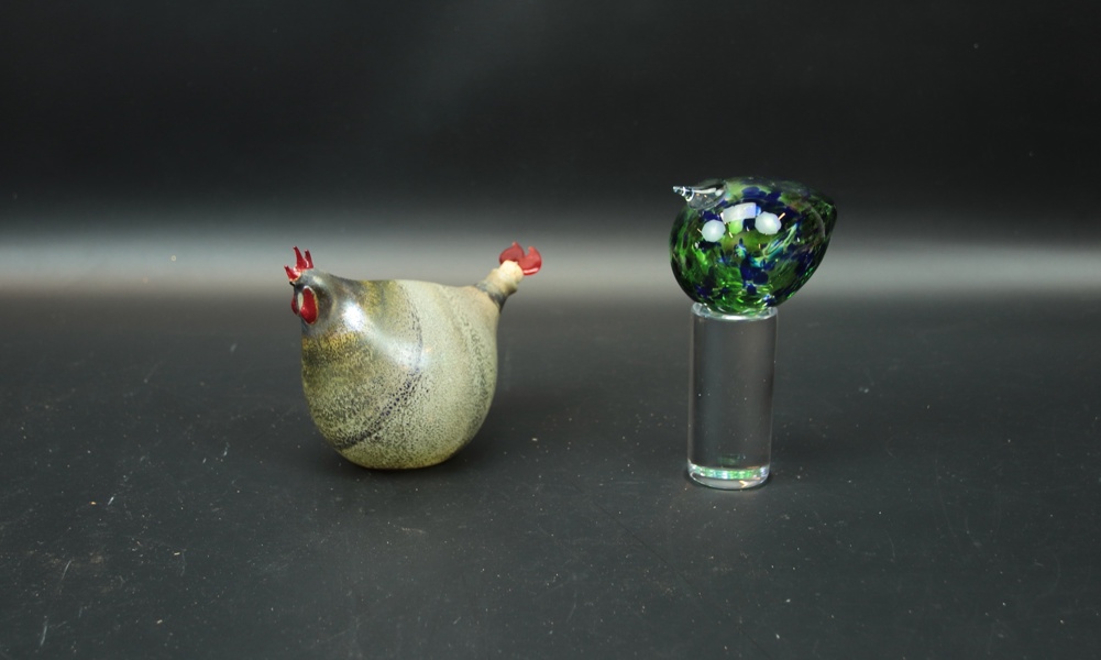 Fåglar, glas, bl.a Bengt Edenfalk, Skruf.