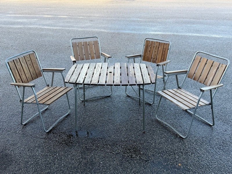 Trädgårdsgrupp, 5 delar, trä/metall, hopfällbara.