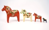 Dalahästar, 4 st, trä, 1900-talets mitt.