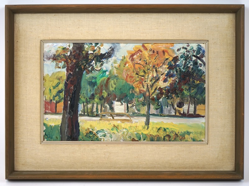 Maurice Moberg, olja på pannå, signerad, 1954.
