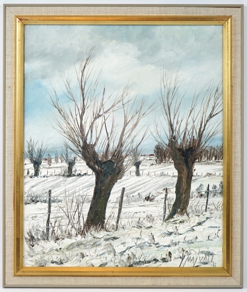 Yngve Majvall, ''Lödddeköpinge'', olja på pannå, signerad, 1981.