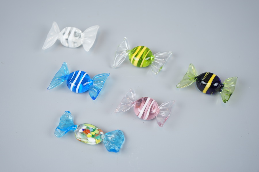 Karameller, 5 st, glas, Murano.