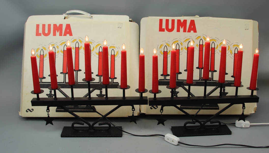 Elljusstakar, ett par, smide, Luma.