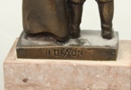 Axel Olsson, "Utvandrarna", skulptur, brons, stensockel, signerad.
