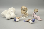 Figuriner, 5 st, porslin, Bing & Gröndahl och Lladro.