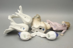 Figuriner, 5 st, porslin, Bing & Gröndahl och Lladro.