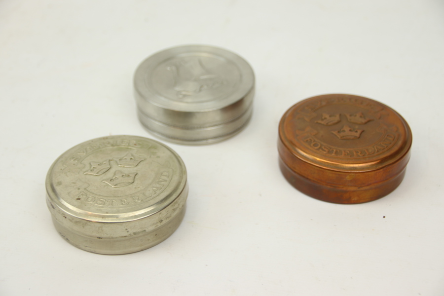 Snusdosor, 3 st, metall.