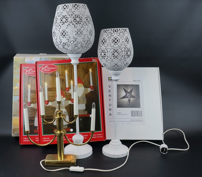 Elljusstakar m.m, 6 delar, bl. a Konstsmide.