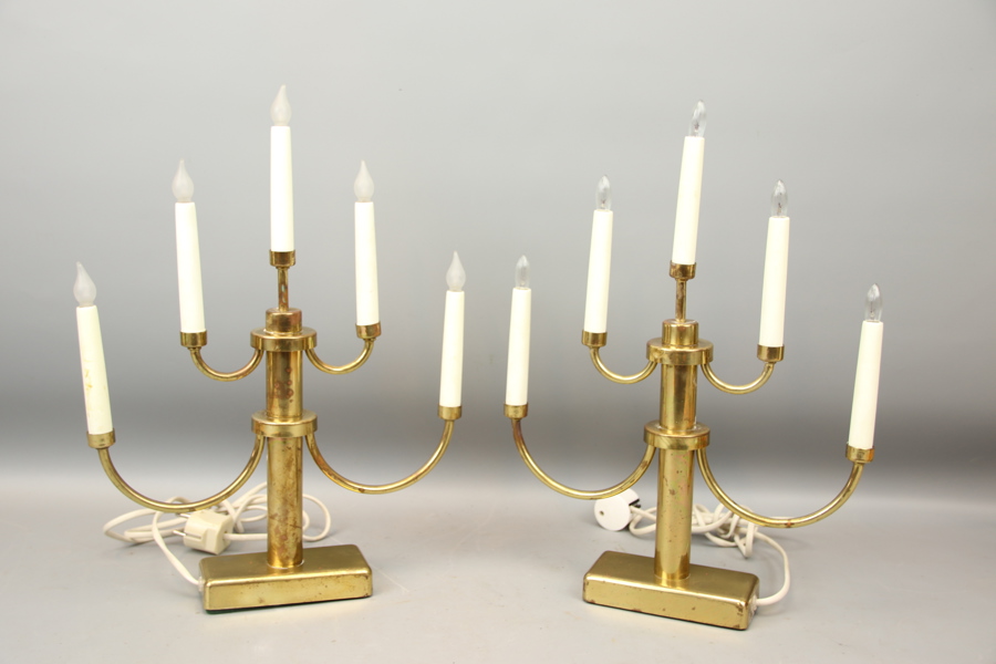 Elljusstakar, ett par, mässing.