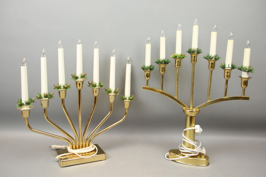 Elljusstakar, 2 st, mässing, bl.a Norsholm, Markslöjd.