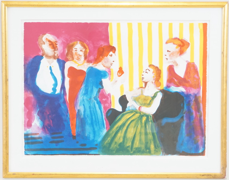 Peter Dahl, "I salongen", litografi, E.A, signerad.