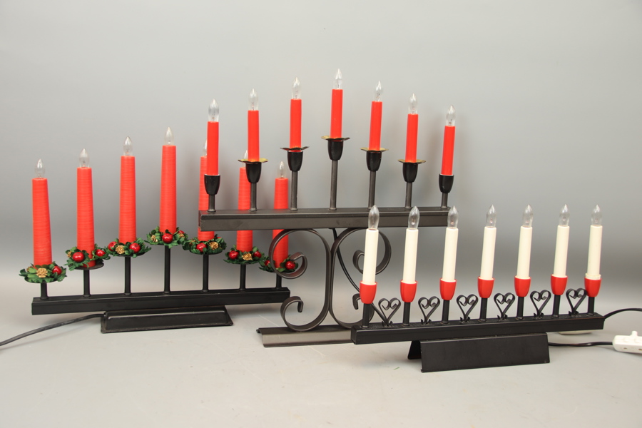 Elljusstakar, 3 st, metall, bl.a Philips.