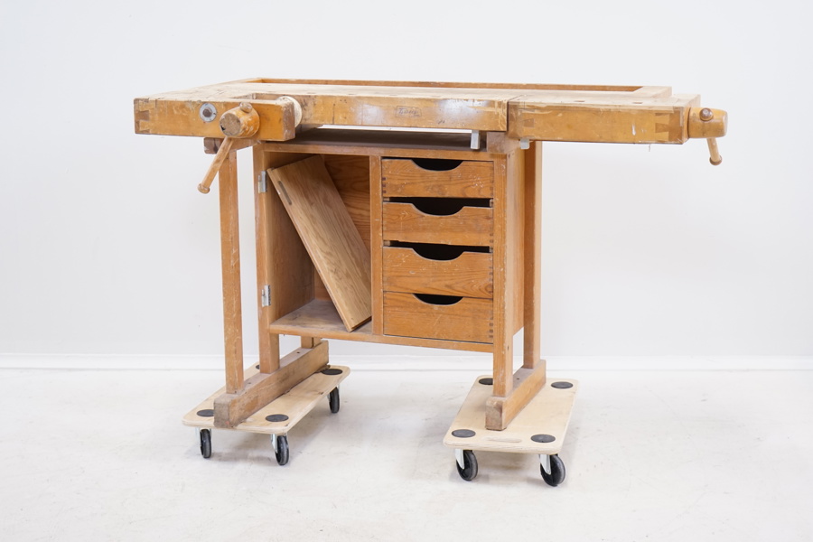 Snickar/hyvelbänk, 4 lådor, trä, Sjöbergs.