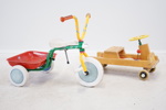 Trehjuling, metall, Winther, och leksaksbil, trä.