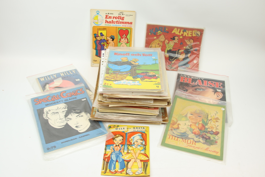 Seriemagasin, ett parti, bl. a Modesty Blaise, 1900-tal.