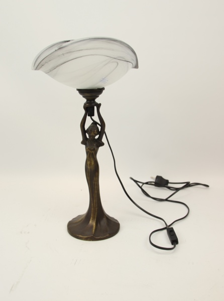 Bordslampa, glas och metall, art deco stil, Globen AB.