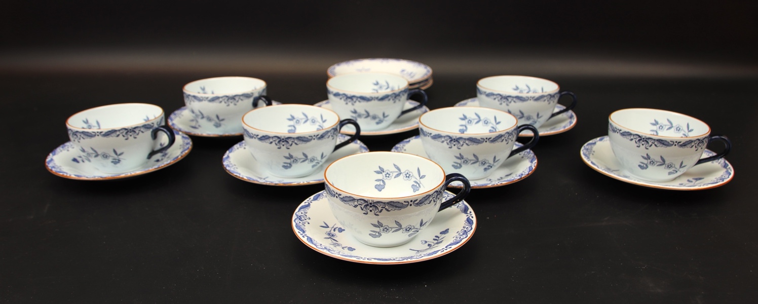 Tekoppar med fat, 8 delar, porslin, "Ostindia", Rörstrand, 1900-tal.