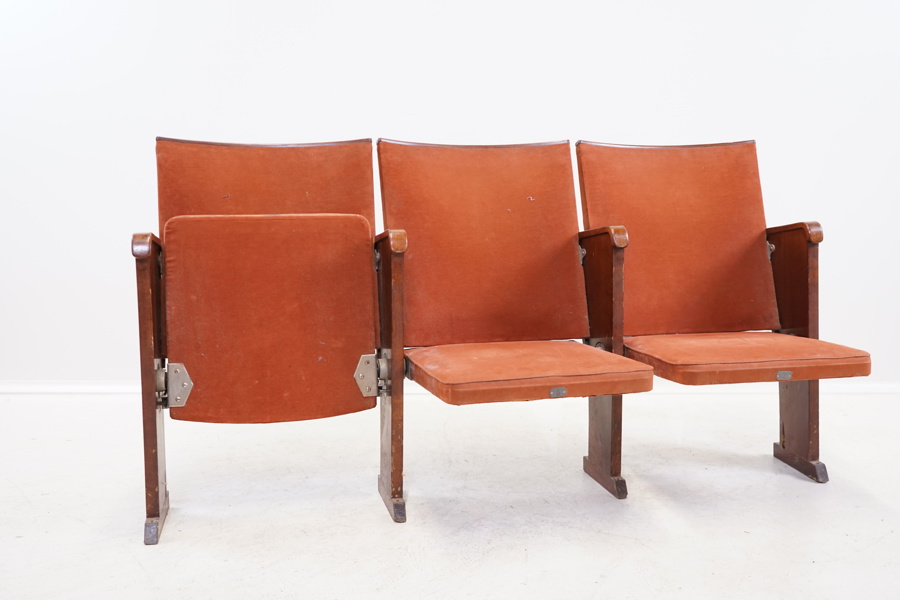 Teaterstolar, 3 st, textil/trä.