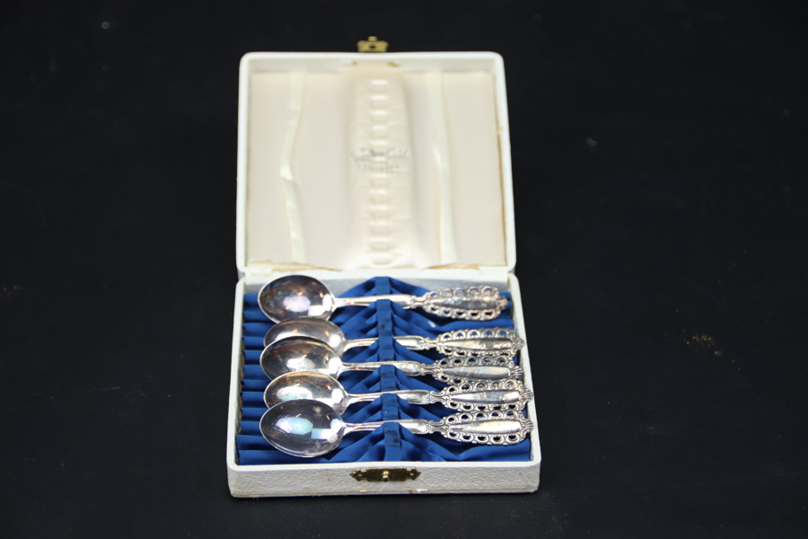 Kaffeskedar, silver, 5 st, "Carmen", 41 gram.