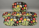 Josef Frank, bordstabletter, 6 st, plast, "Svart Tulpan", Svenskt Tenn.